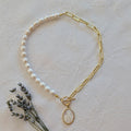 Our Lady of Grace - Pearl & Chain Necklace