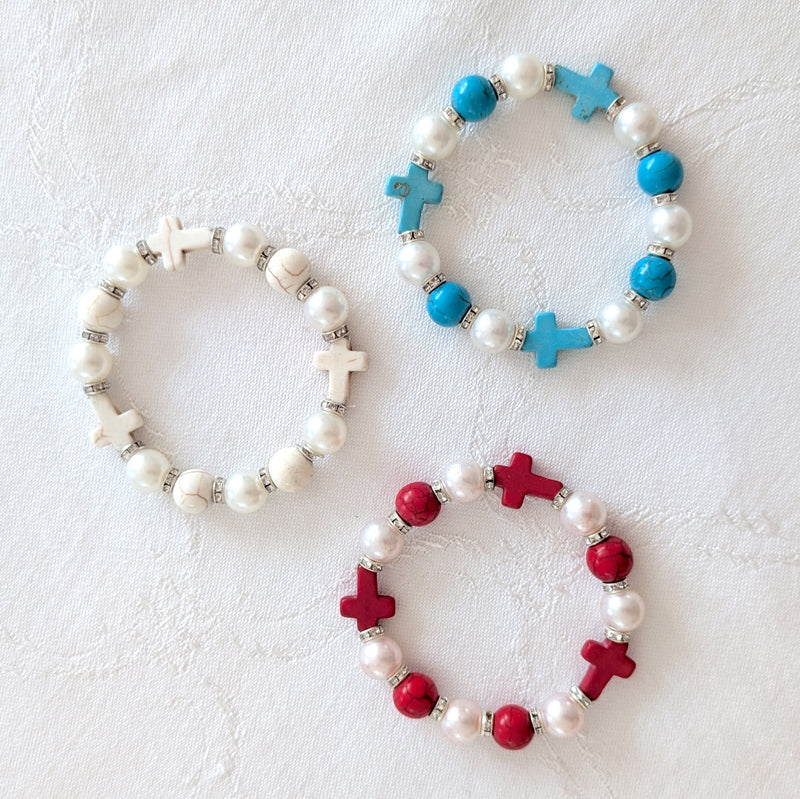 Pearl Cross Bracelet
