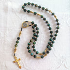 St. Benedict Natural Stone & Faux Pearl Rosary