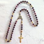 St. Benedict Natural Stone & Faux Pearl Rosary