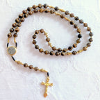 St. Benedict Natural Stone & Faux Pearl Rosary
