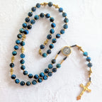 St. Benedict Natural Stone & Faux Pearl Rosary
