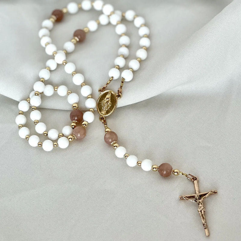 Our Lady of Grace Quartz Rosary