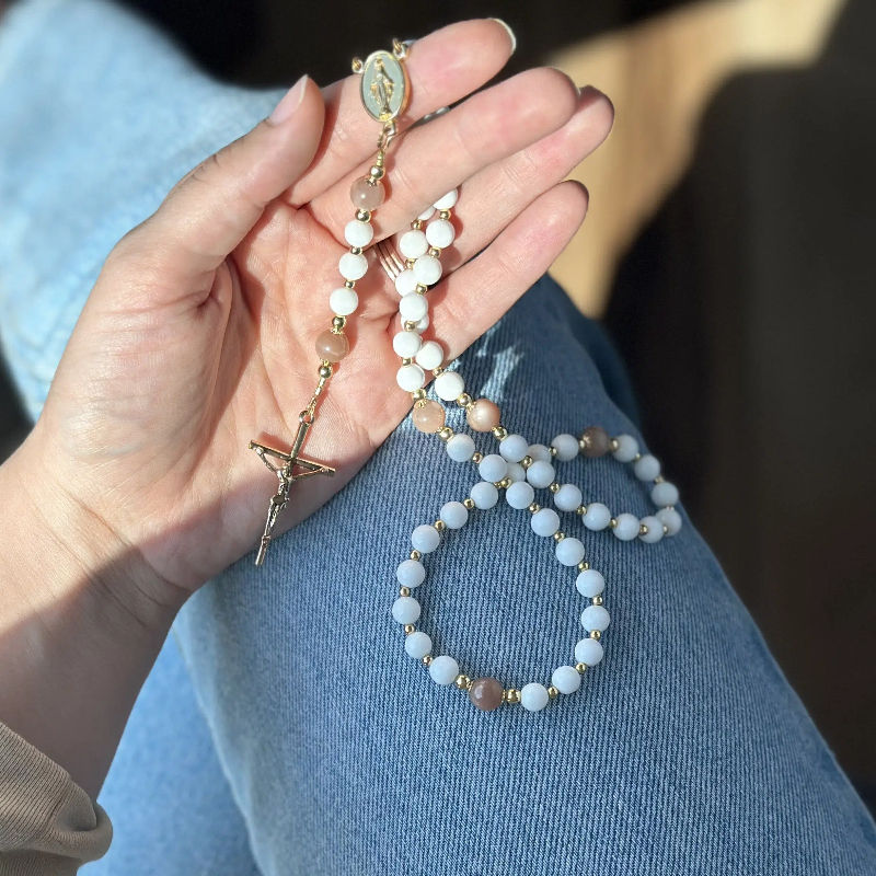 Our Lady of Grace Quartz Rosary